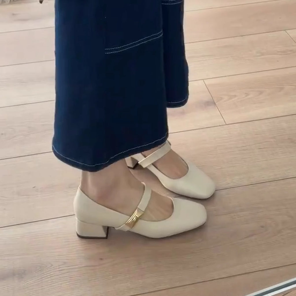 Single-strap Square-toe Chic Pumps Low-cut Mary Jane Shoes